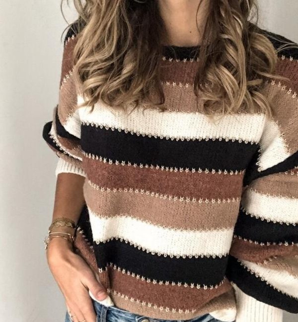 Stylish Patchwork Pullover Base Knit Sweater