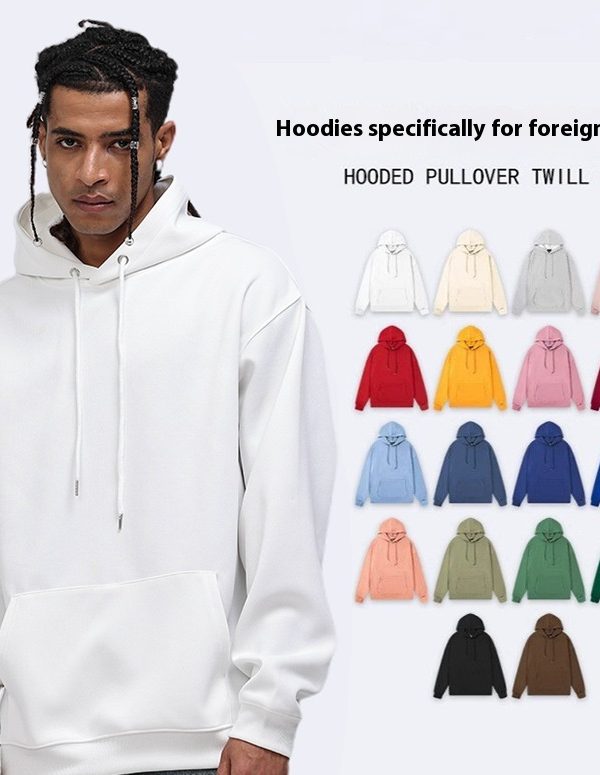 Spring And Autumn Drop Shoulder Loose Solid Color Hooded Sweater For Men And Women
