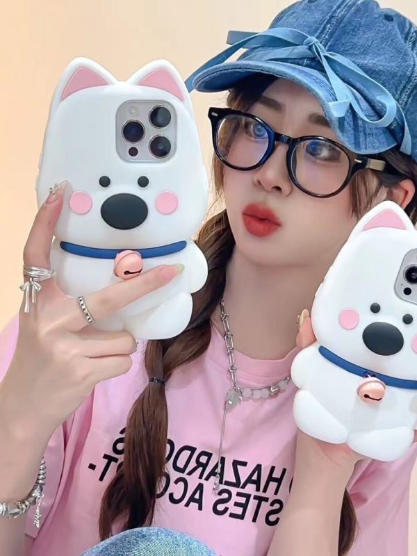 Cartoon Cute Bell Little White Dog Phone Case Phone Case