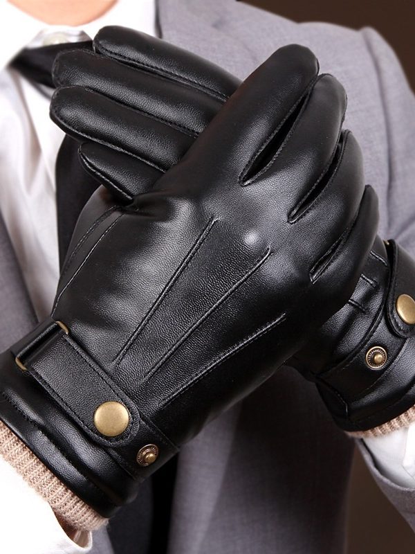 Men's Fleece-lined Windproof Winter Sheepskin Warm Gloves