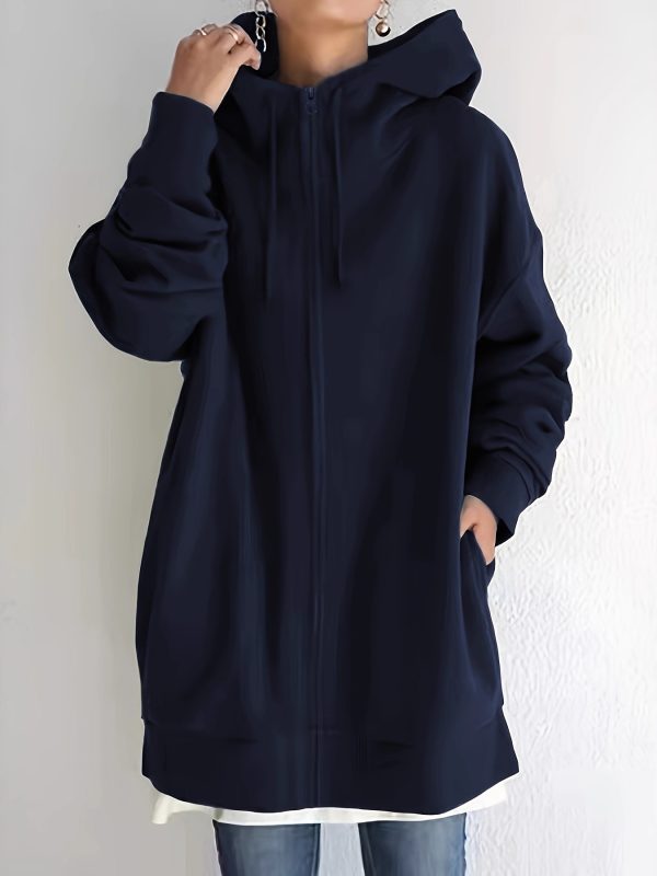 New Personality Street Sweater Zipper Hooded Long