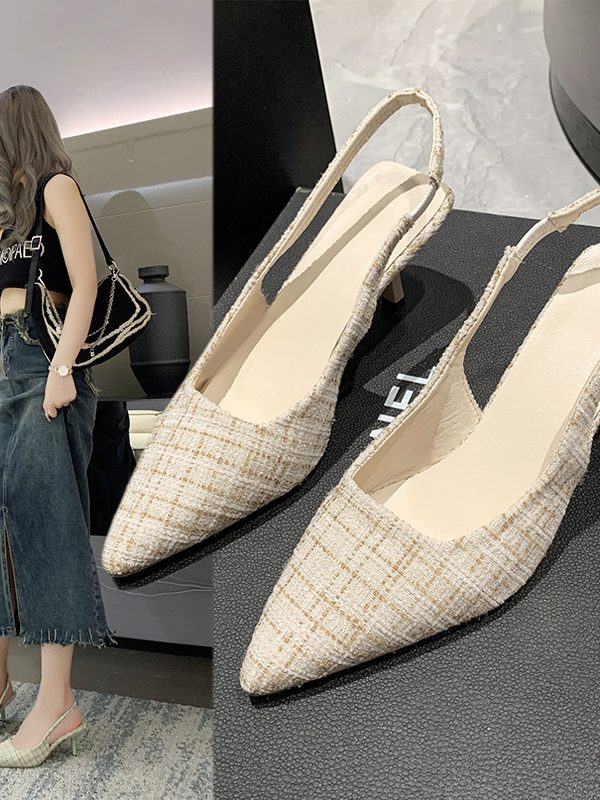 Stiletto Heel Pointed Toe Toe Cap Slingback Sandals Women's Spring And Summer New