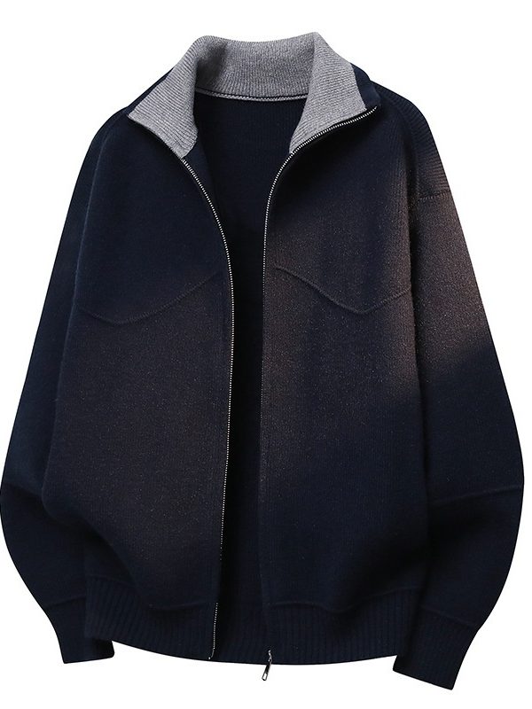 Mens Sweater Zip-Up Cardigan Coat