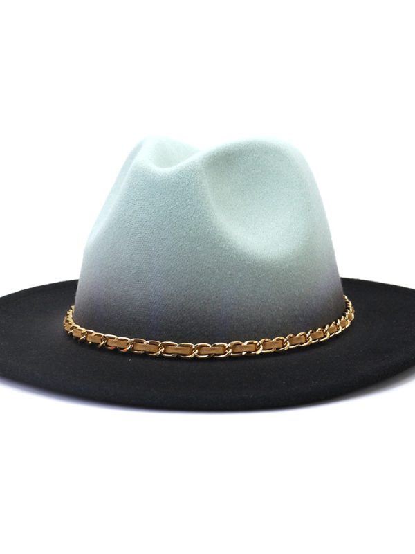 Painted Woolen Fedora British Ladies Broad-brimmed Hat