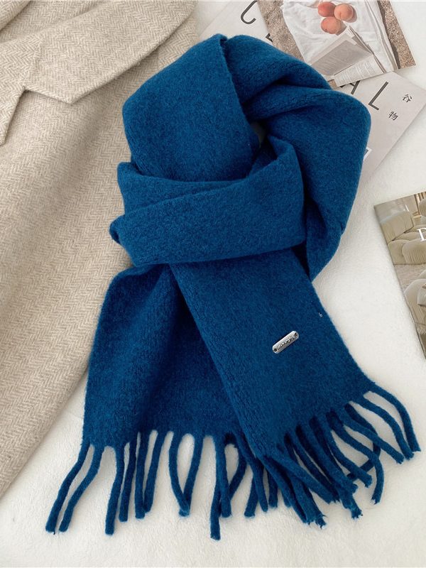 Winter Retro High-End All-Match Solid-Color Scarf