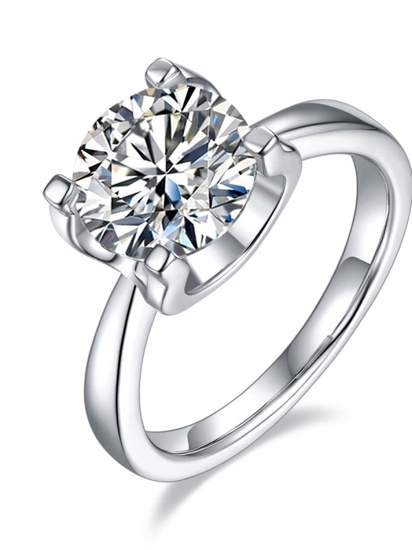 A 3-carat Luxury And Fashionable Light Luxury Jewelry Silver Ring Set With Top-quality Moissanite, S925 Silver Plated With Platinum