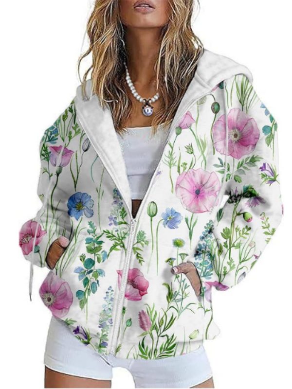 Women's 3D Printed Full-zip Cardigan Casual Sweatshirt