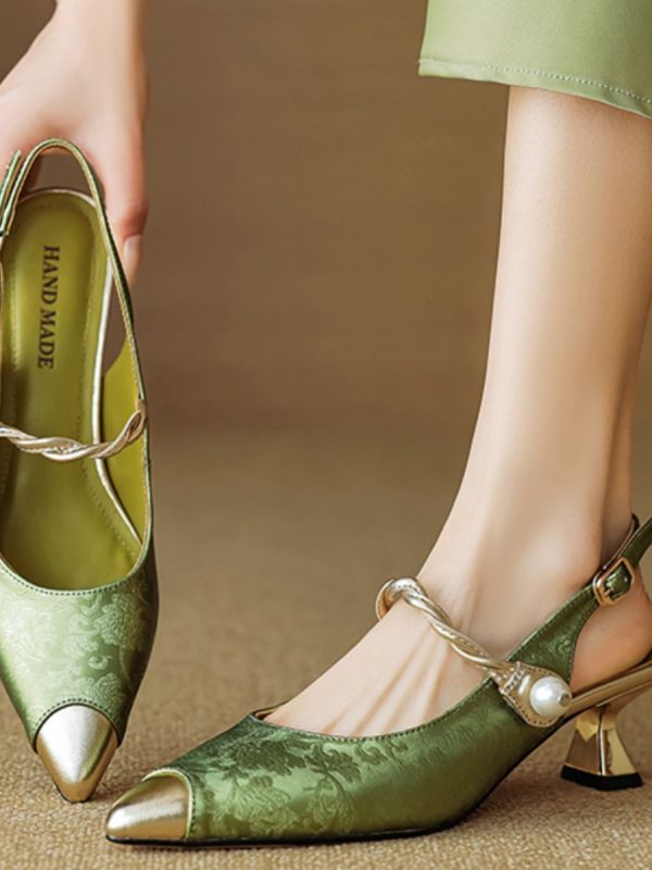 Ankle-strap Stilettos Sandals Pointed Toe Mid Heel Women's Summer