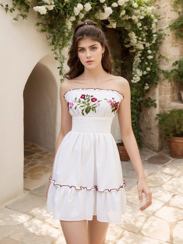 Retro Floral Print Patchwork Ruffle Dress