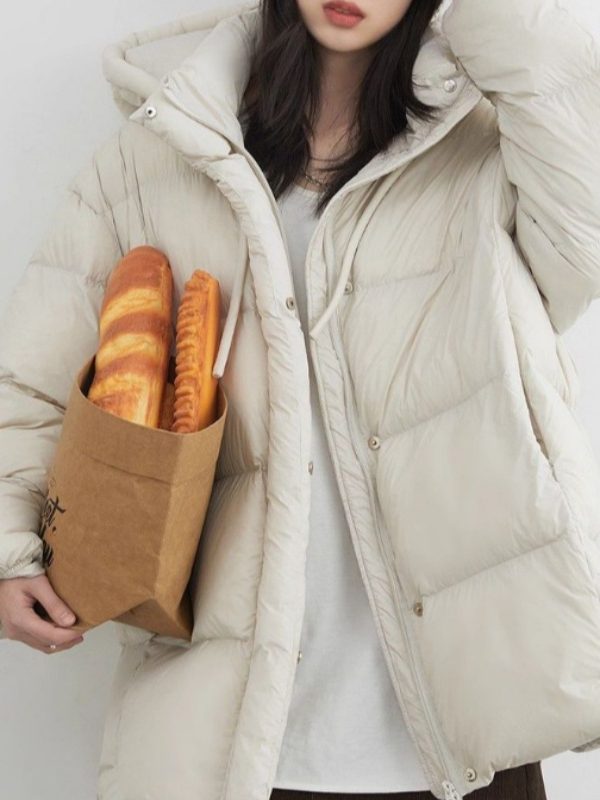 White Duck Down Three-Proof Hooded Jacket