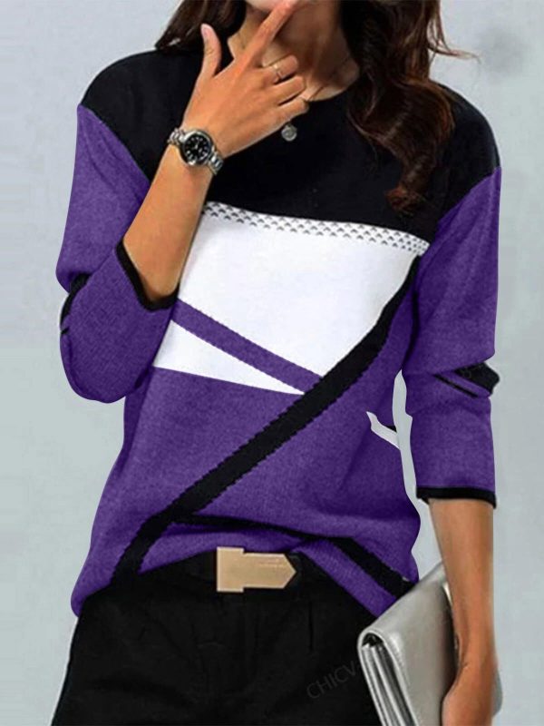 Casual Striped Long Sleeve Round Neck T-shirt