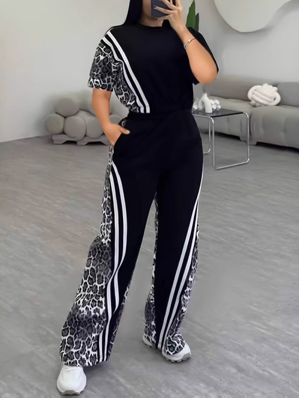 Womens Casual & Comfortable Straight-Leg Pants Two-Piece Set European And American Style