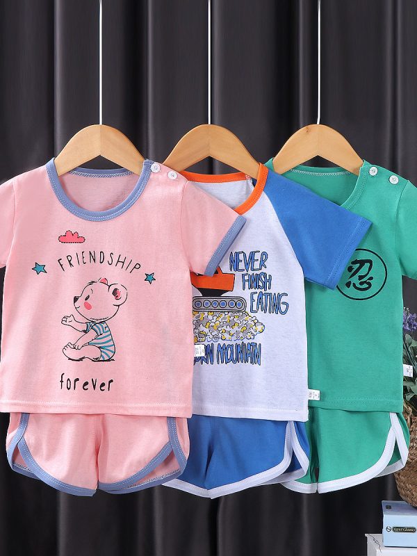 بدلة أطفال قصيرة الأكمام - ملابس كورية