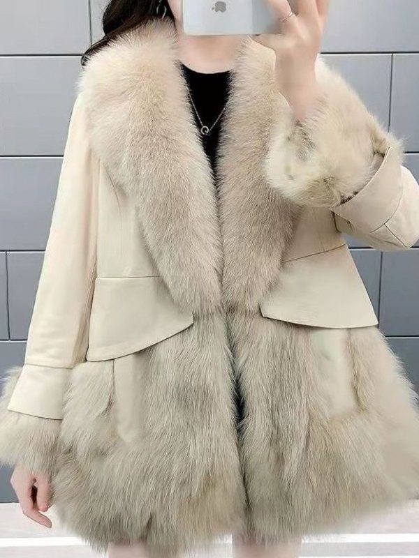 Faux Fur Mid-length Fox Fur Padded Coat