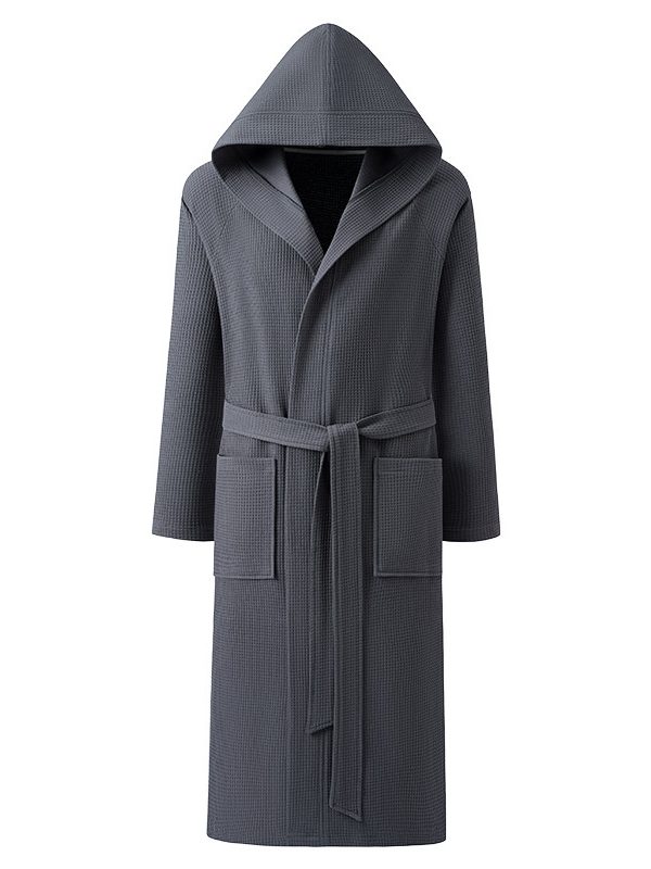 Mens Pure Cotton Hooded Bathrobe