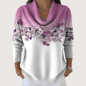 Womens Loose-Fit Knitted Sweater With A Printed Design