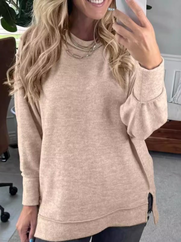 Women's Casual Round Neck Long Sleeve Pullover Hoodie All-matching