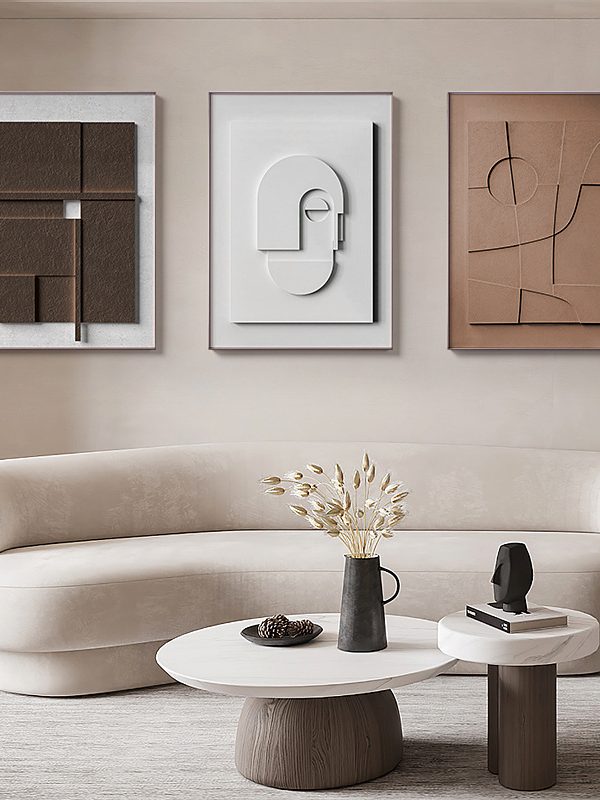 Three-dimensional Abstract Silent Style Geometric Morandi Hanging Painting