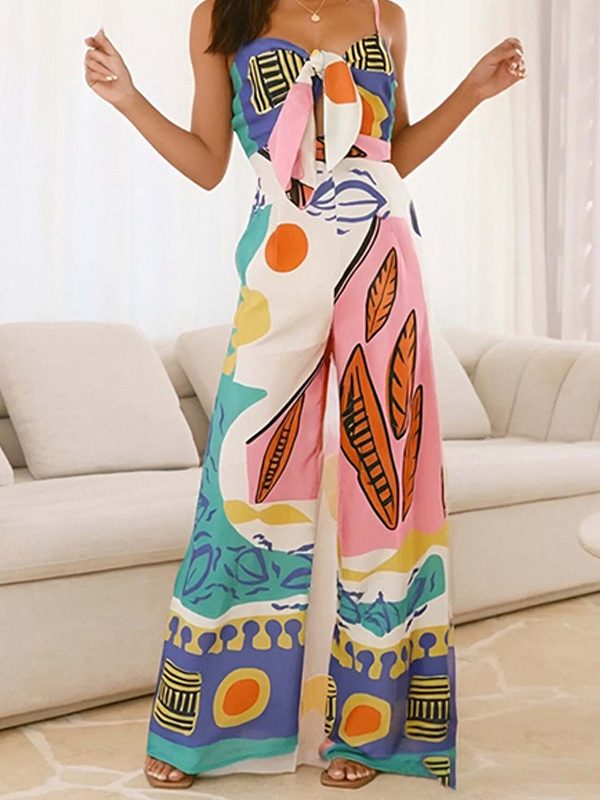 Stylish Printed Off-shoulder Strap Jumpsuit