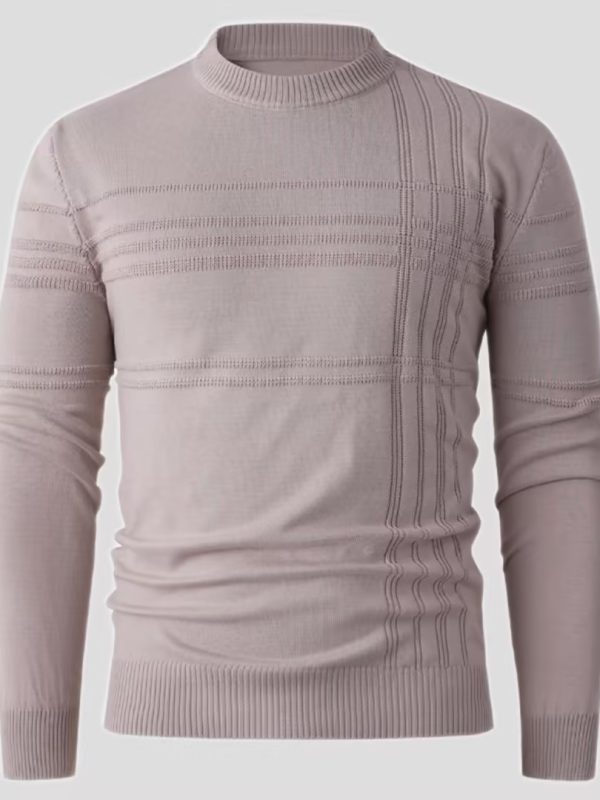 Mens Stylish Crew-neck Pullover Knit Sweater
