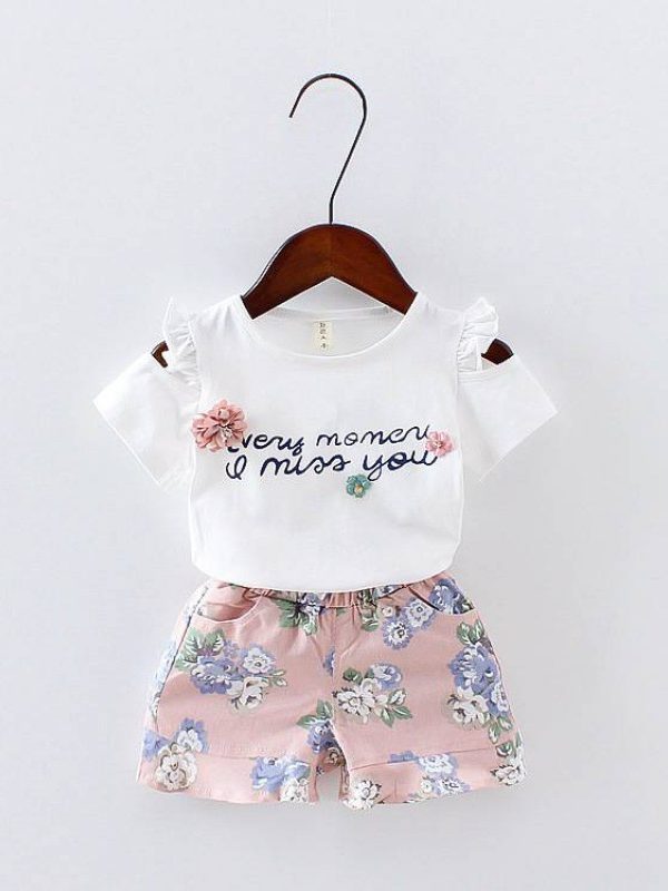 بدلة أطفال أنيقة بأكمام قصيرة للبنات