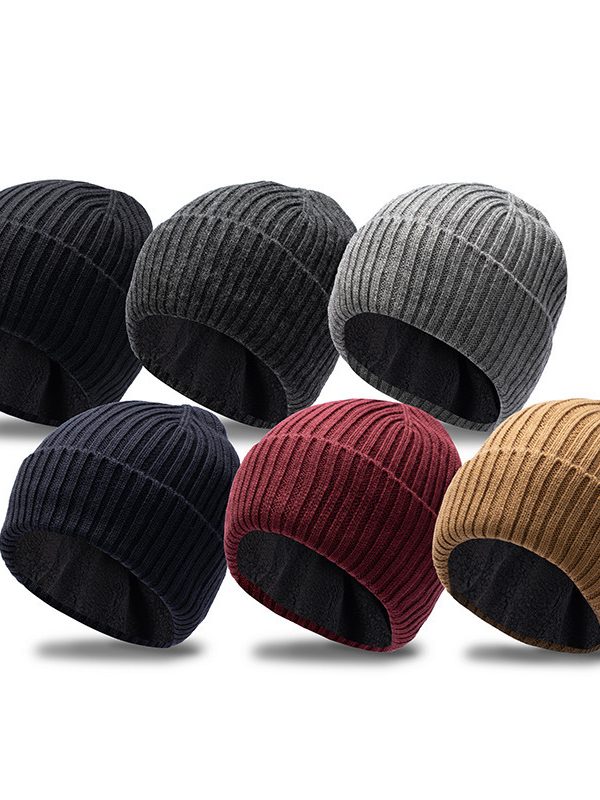 Fleece-lined Thickened Warm Winter Men's Knitted Hat