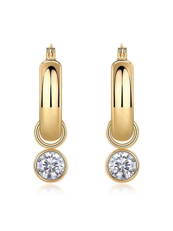 Round Shadow - Luxurious And Fashionable Light Luxury Jewelry Stud Earrings Set With Top-quality Moissanite, S925 Silver Plated With Gold