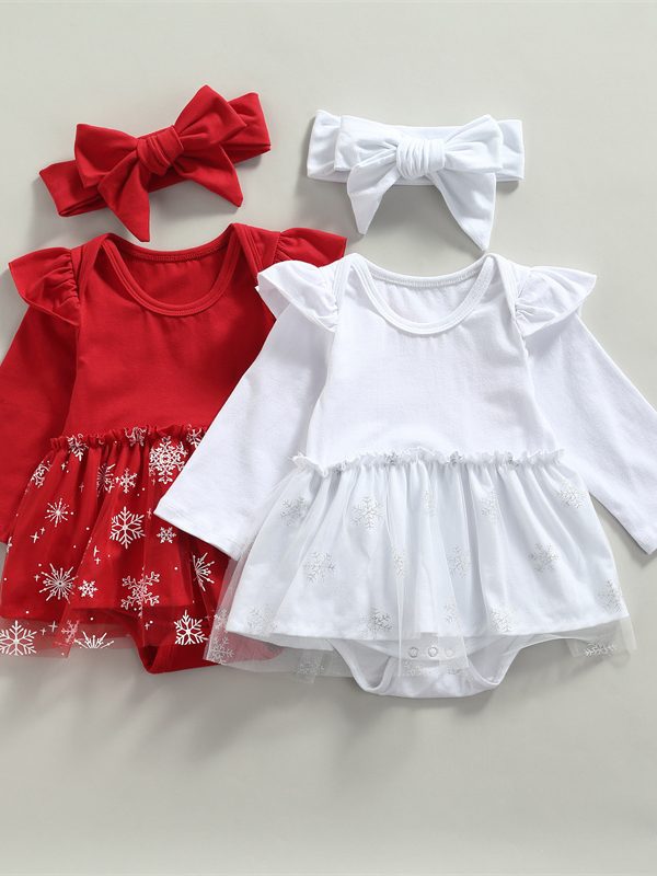 Christmas Baby Girl Tulle Shirt Romper Set
