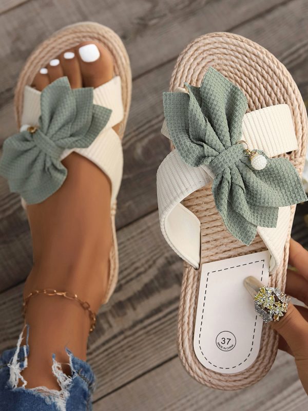 Plus Size Cross Women's Flat Flower Fashion Casual Outdoor Slippers