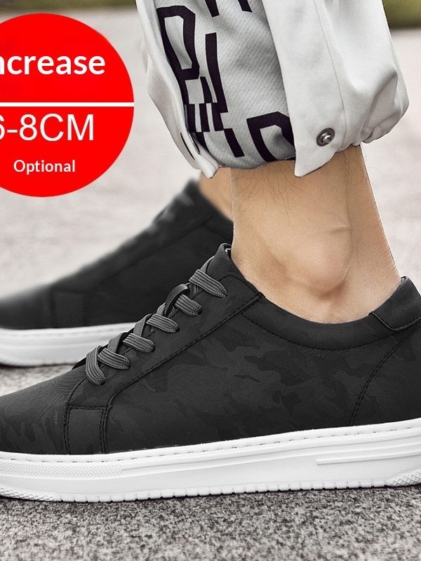 Mens Invisible Height Increasing Thick Soled Elevating Shoes Mens Casual White Trendy Athletic Sneakers