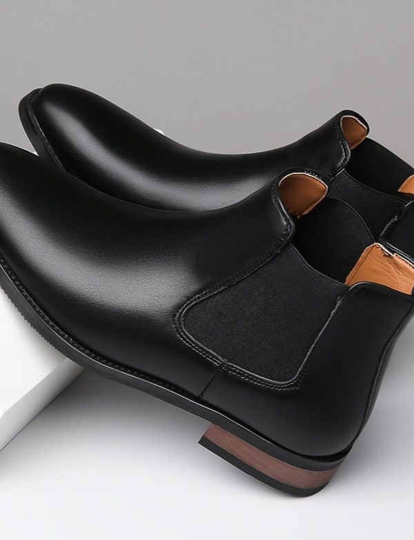 Chelsea Men's High-top Casual Business Wear Pointed Leather Boots