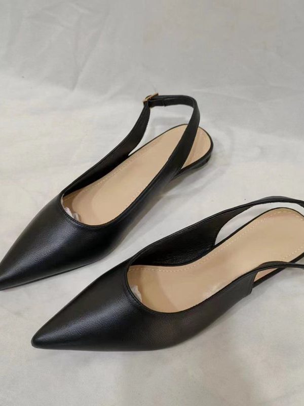 French Minority Low Heel Pointed-toe Low-cut Women's Toe Cap Sandals